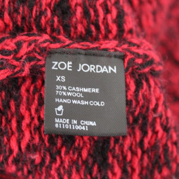 Zoe Jordan Haston Cashmere Wool Cut Out Sweater Jumper Red Black Distressed XS - Picture 12 of 12
